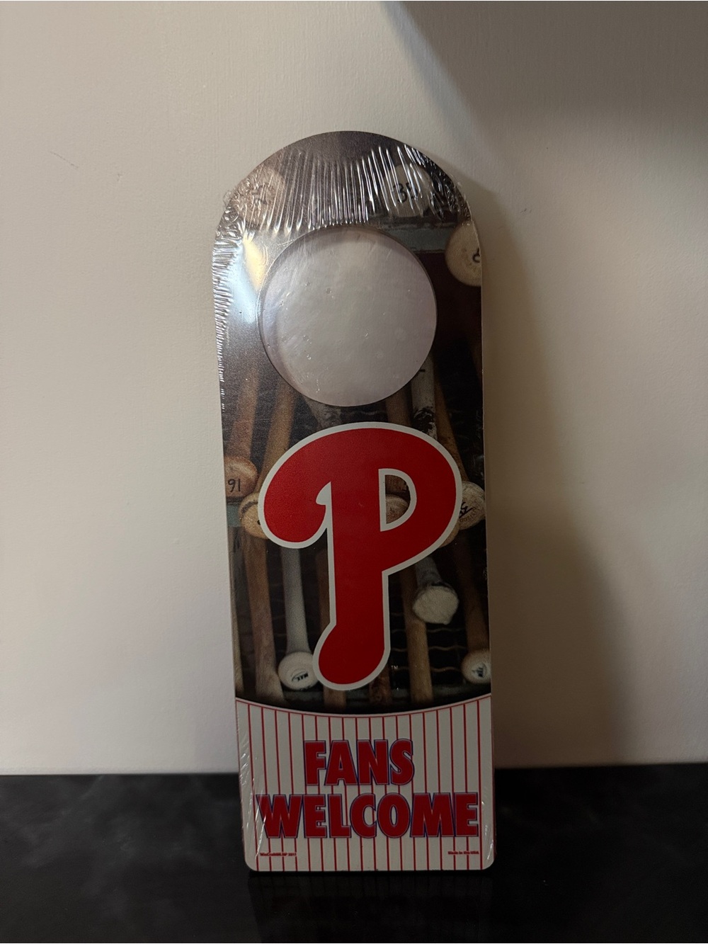 mblm Phillies Red and White Door Hanger - Fans Welcome